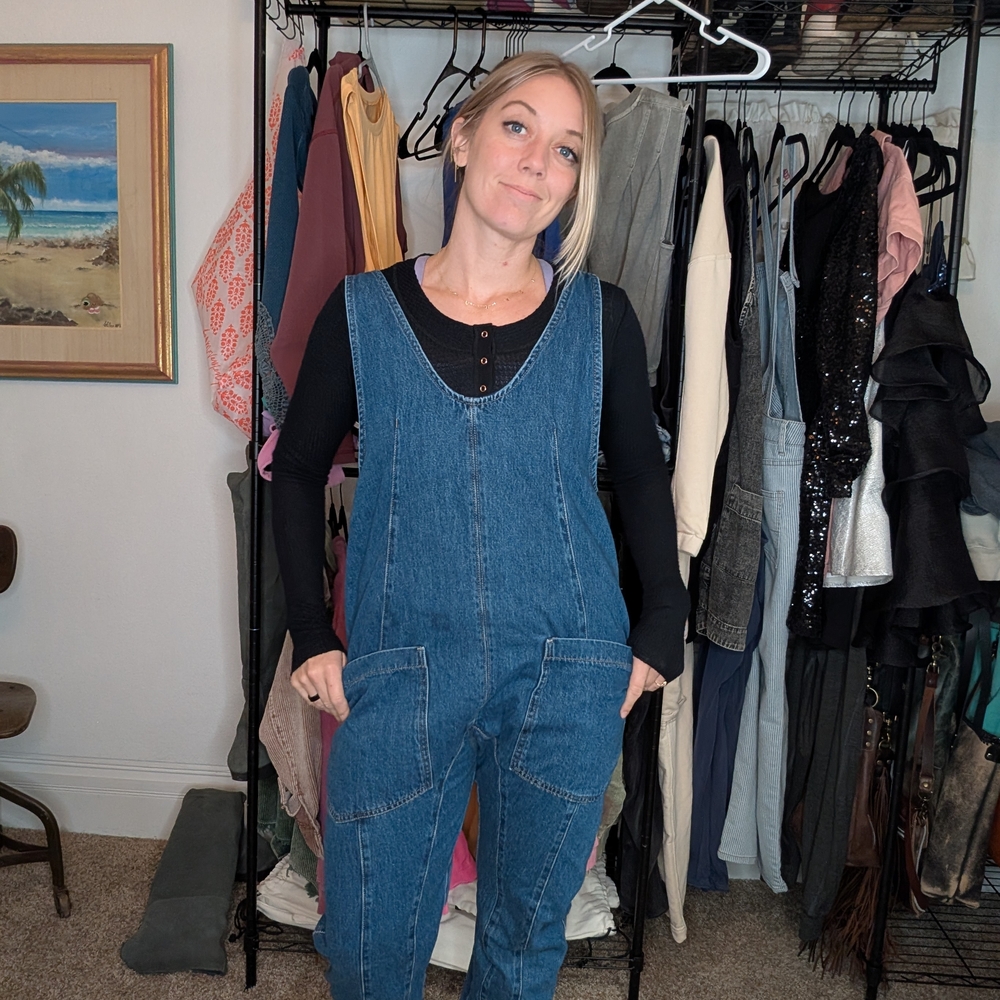 Free People Women's Denim Blue Overalls